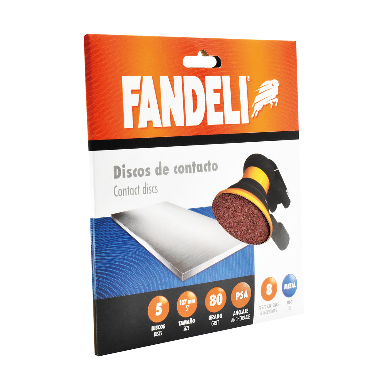KIT 5 DISCOS E088 080P FANDELI 0.127m PAPEL GRIPIT GSU 5PZASE088 080 DISCS 5"-8H VACUUM