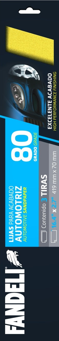 KIT 3 TIRA LIJA A080 080P FAND 0.070m X 0.419m PAPEL GRIPITA080 080 BODY FILES 2 3/4" X 16 1/2"