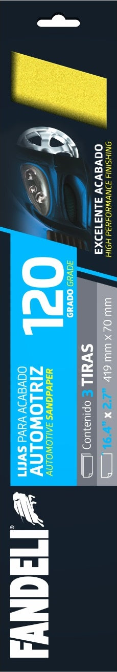 KIT 3 TIRAS LIJA A080 120P FAND 0.070m X 0.419m PAPEL GRIPITA080 120 BODY FILES 2 3/4" X 16 1/2"