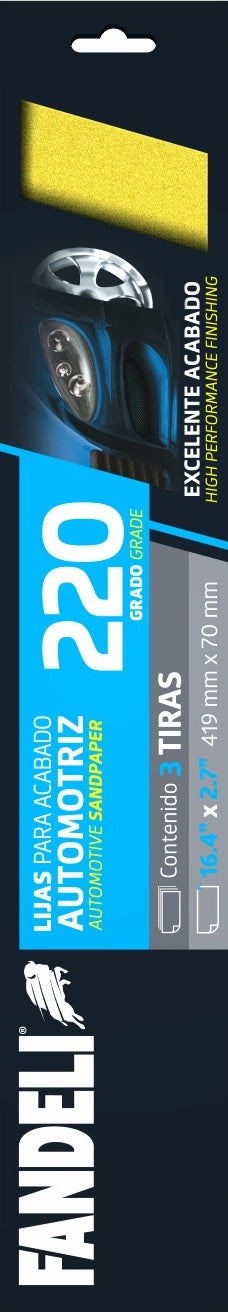 KIT 3 TIRAS LIJA A080 220P FAND 0.070m X 0.419m PAPEL GRIPITA080 220 BODY FILES 2 3/4" X 16 1/2"