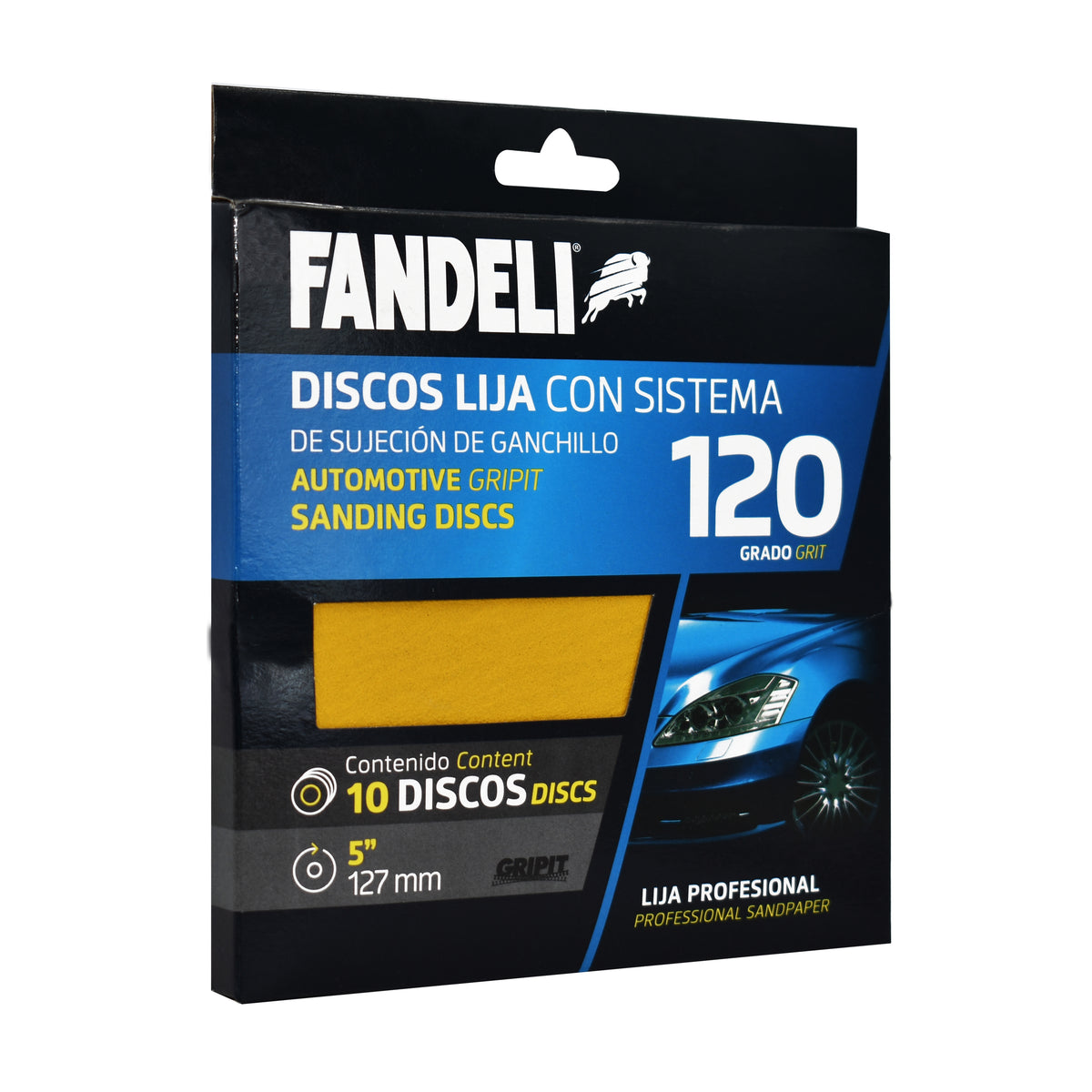 KIT 10 DISCOS A080 120P FANDELI 0.127m PAPEL GRIPITKWIK-GRIP GOLD DISCS 5" X 0