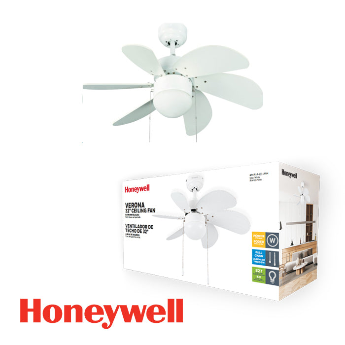 ABANICO DE TECHO DECO. 32'' CON LAMPARA (WH) 1XE27-40W IP20