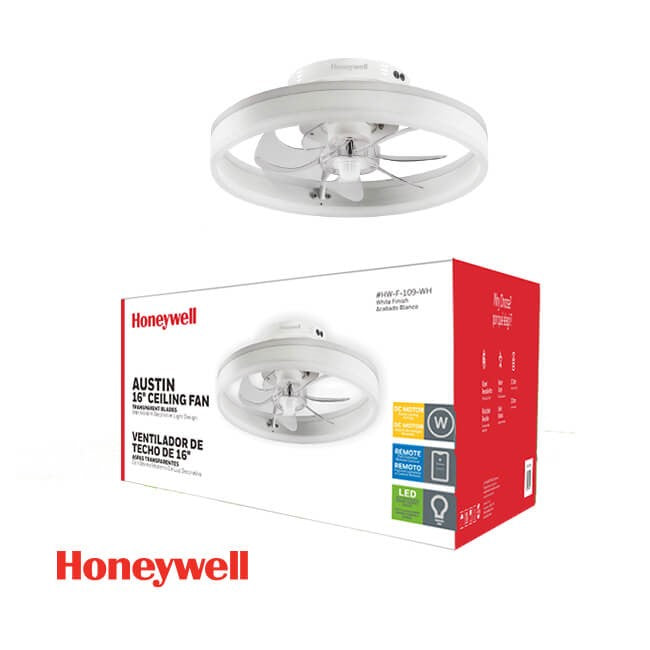 ABANICO DE TECHO AUSTIN 16'' CON LUZ LED 25W BLANCO HW-F-109-WH HONEYWELL