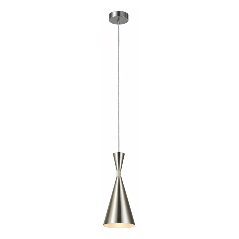 LAMP. DE TECHO COLGANTE, E27-40W AC. SATIN NICKEL, TIPO CAMPANA 01131SN-1H HOME DELIGHT