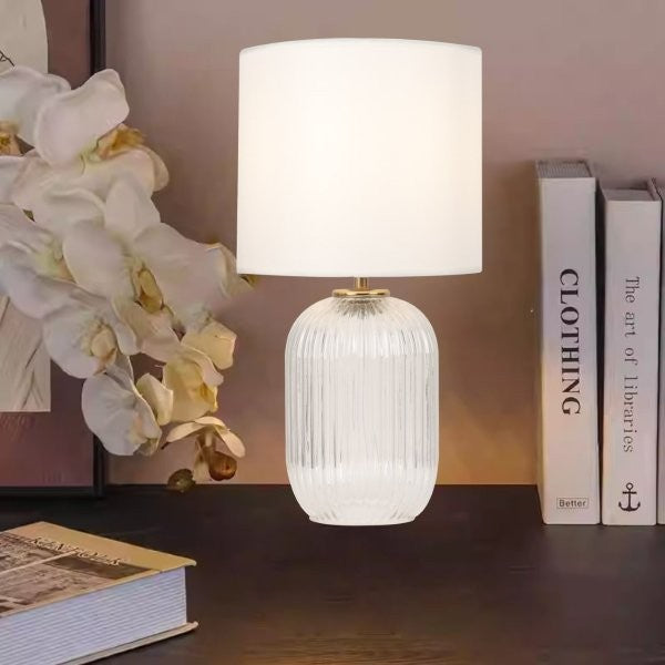 LAMP. DECO. PARA MESA E27-60W, 00901T-WH, AC. BLANCO/CRISTAL HOME DELIGHT (NO INC. BOMBILLO)