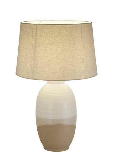 LAMP. DECO. PARA MESA E27-40W, 00916T-BEI, AC. BLANCO/CREMA HOME DELIGHT (NO INC. BOMBILLO)