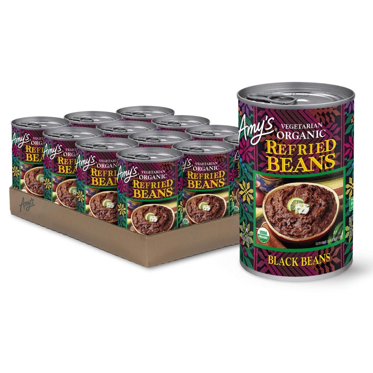 AMYS BEANS OG2 REFRIED BLACK 13.4 OZ - SUPERMIX
