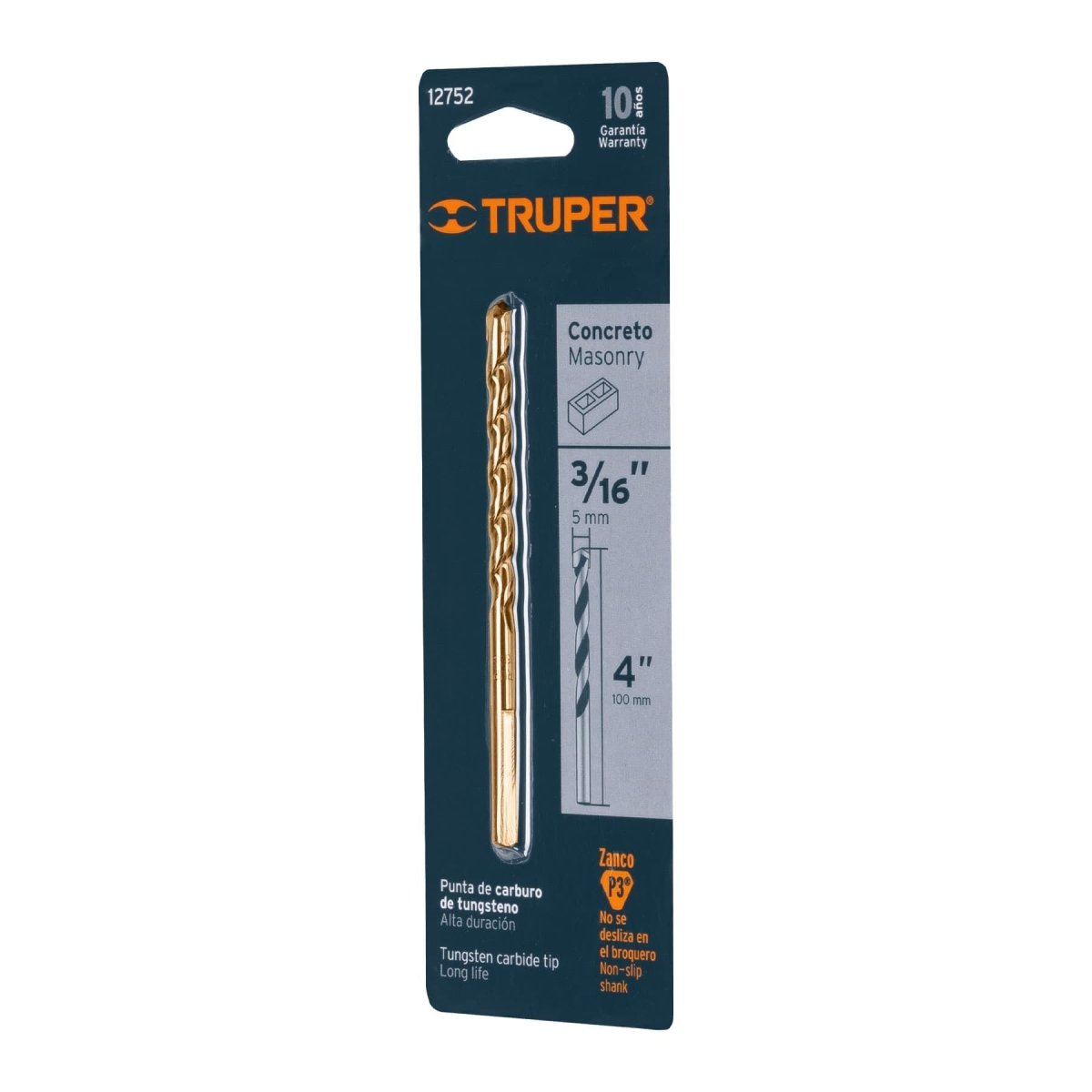 BARRENA 1/2'' X 6'' PARA CONCRETO EN BLISTER TRUPER - SUPERMIX