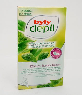 BYLY DEPIL BANDAS DE CERA FACIALES MENTA Y TE VERDE 12 BANDAS - SUPERMIX