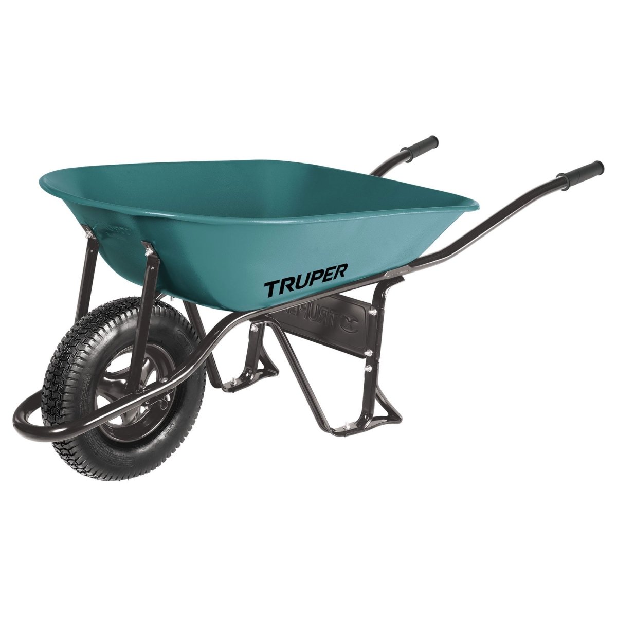 CARRETILLA 5FT3 MANGOS DE HIERRO Y GOMA REFORZADA VERDE TRUPER - SUPERMIX
