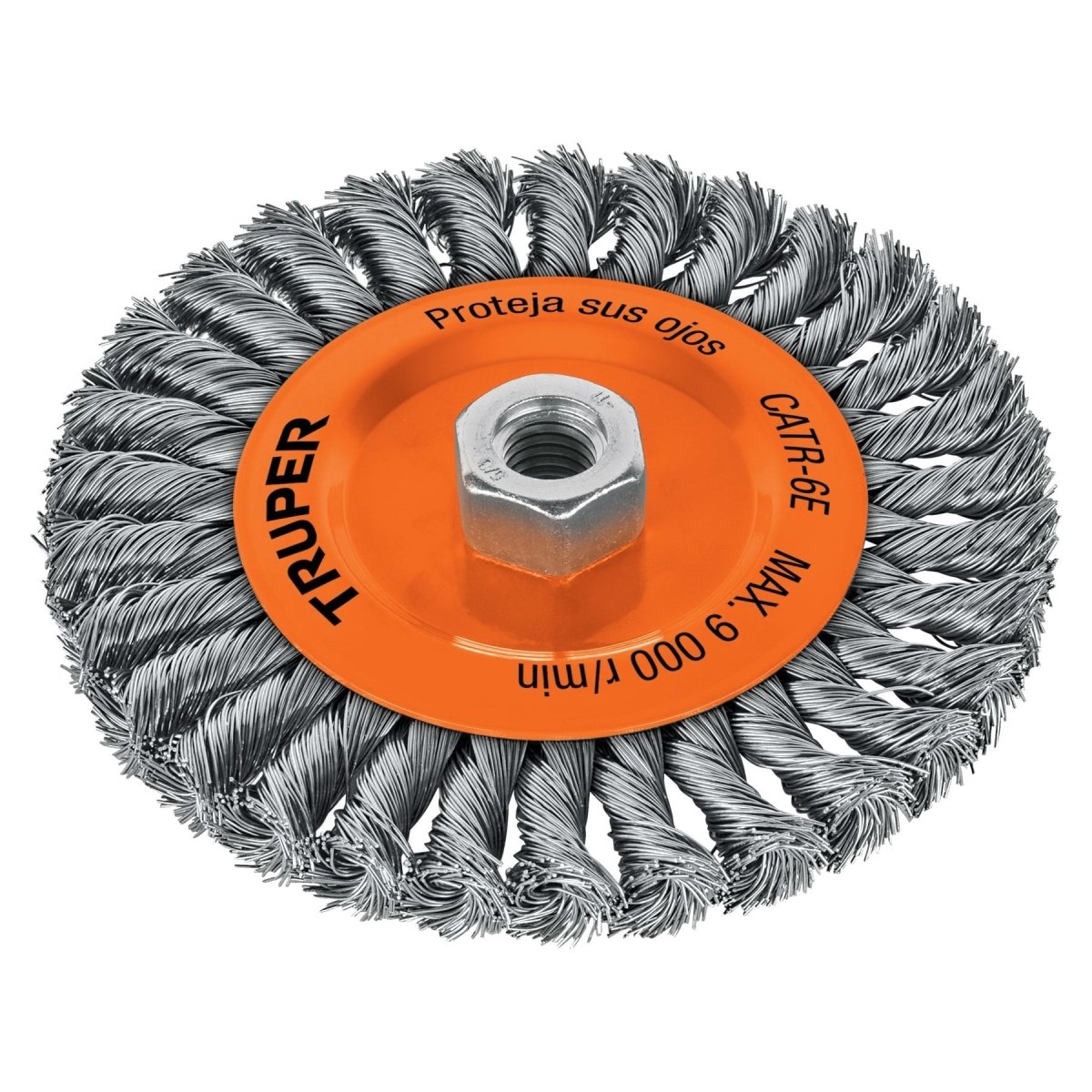 CEPILLO DE ALAMBRE CIRCULAR TRENZADO 6" DE EJE 5/8 - 11 PARA ESMELIRADORA ANGULAR TRUPER+ - SUPERMIX
