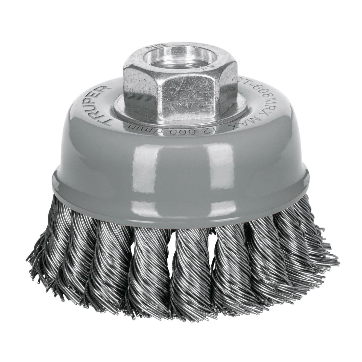 CEPILLO DE ALAMBRE TRENZADO GRUESO 5'' DE EJE MULTI - ROSCA PARA ESMERILADORA ANGULAR TRUPER.. - SUPERMIX