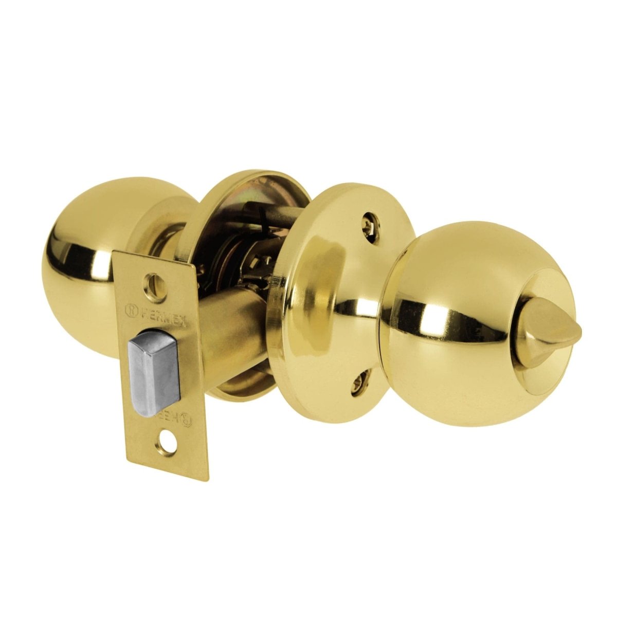 CERRADURA TIPO ESFERA PARA BAÑO MECANISMO TUBULAR CROMO MATE EN BLISTER HERMEX BASIC - SUPERMIX