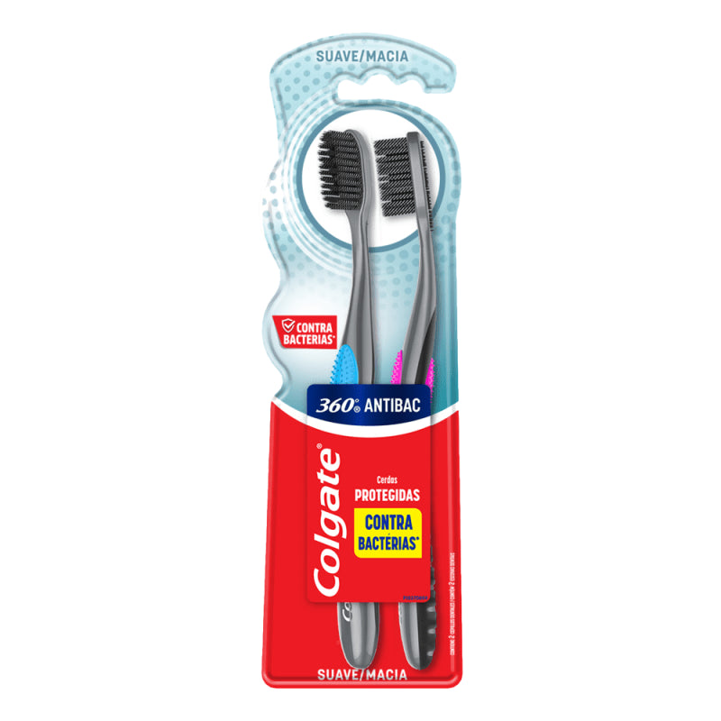 COLGATE CEPILLO DENTAL 360 CARCOAL ANTIBACTERIAL 2 PACK - SUPERMIX