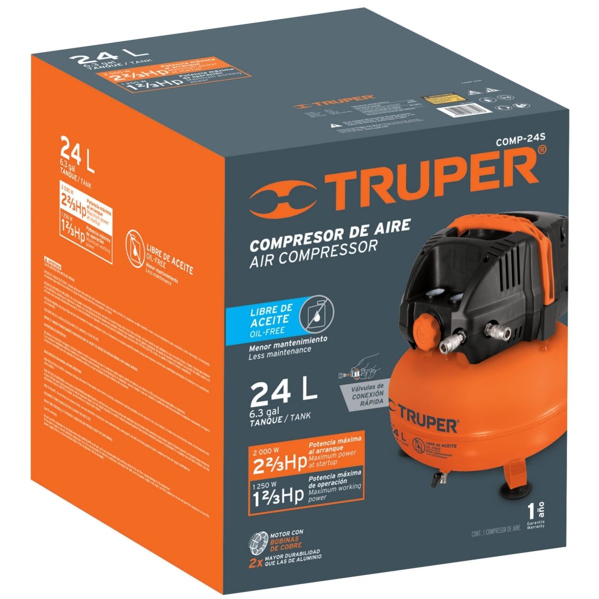 COMPRESOR DE AIRE 24 LTS, 120V - SUPERMIX