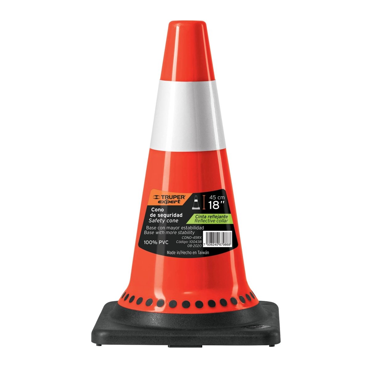 CONO DE PRECAUCION BASE NEGRA Y REFLEJANTE - SUPERMIX