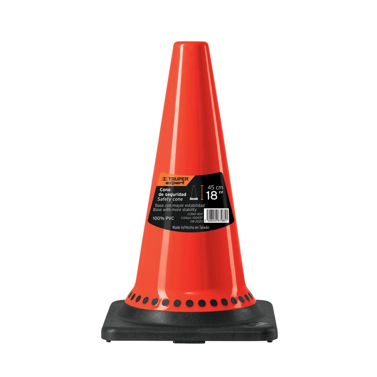 CONO DE PRECAUCION DE 45CM CON BASE NEGRA Y REFLEJANTE TRUPER EXPERT - SUPERMIX