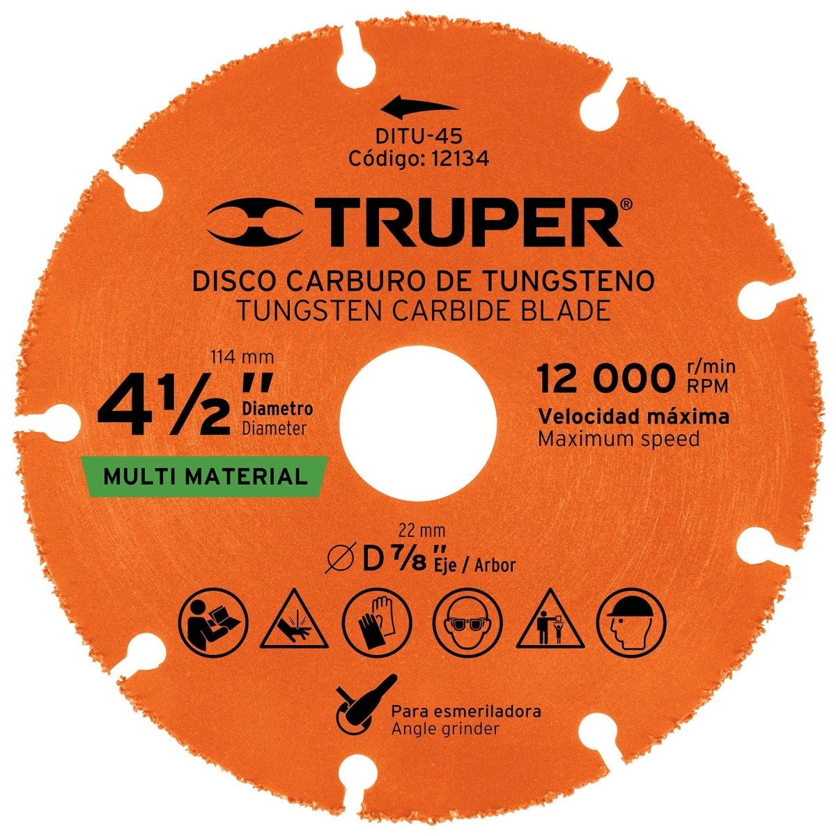 DISCO DE CORTE 4 - 1/2" X 1.2MM PARA MULTIMATERIAL CARBURO DE TUNGSTENO TRUPER - SUPERMIX