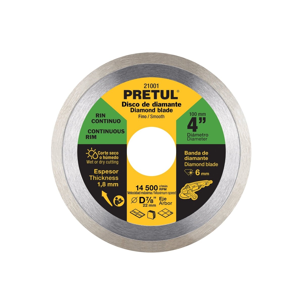 DISCO DE DIAMANTE PARA CORTE DE CERAMICA RIN CONTINUO PRETUL - SUPERMIX