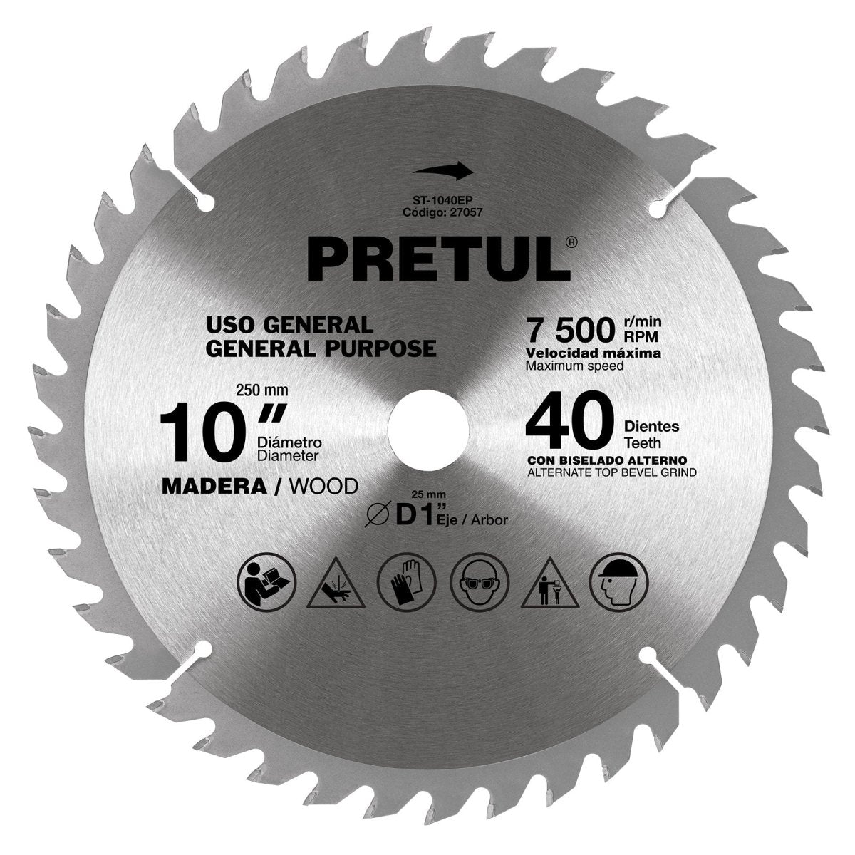 DISCO SIERRA 10" PARA MADERA 40 DIENTES PRETUL - SUPERMIX