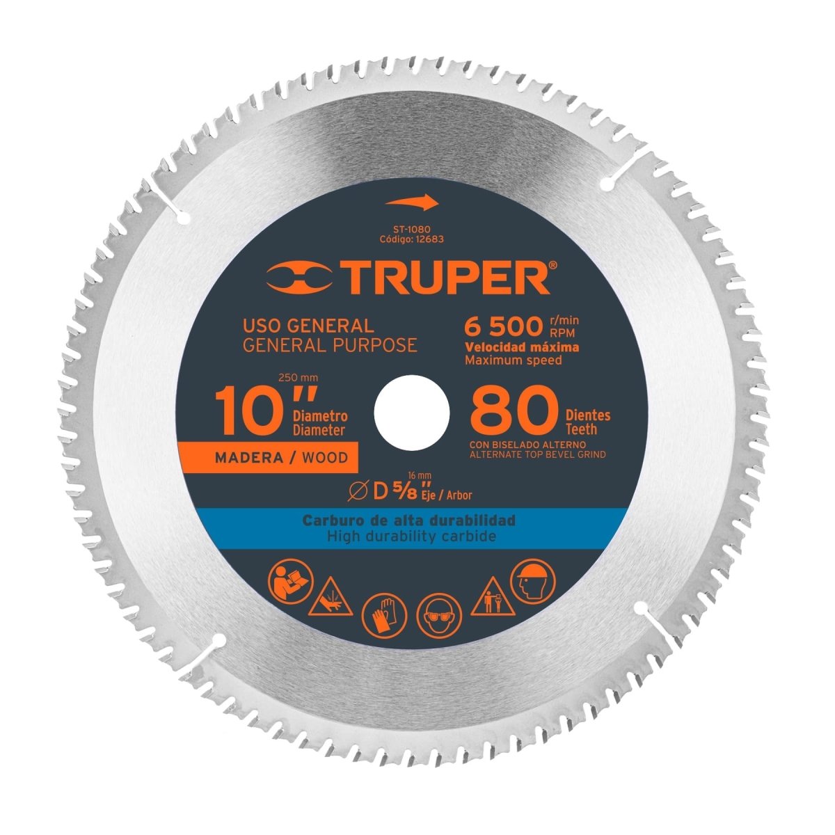 DISCO SIERRA 10" PARA MADERA 80 DIENTES TRUPER - SUPERMIX
