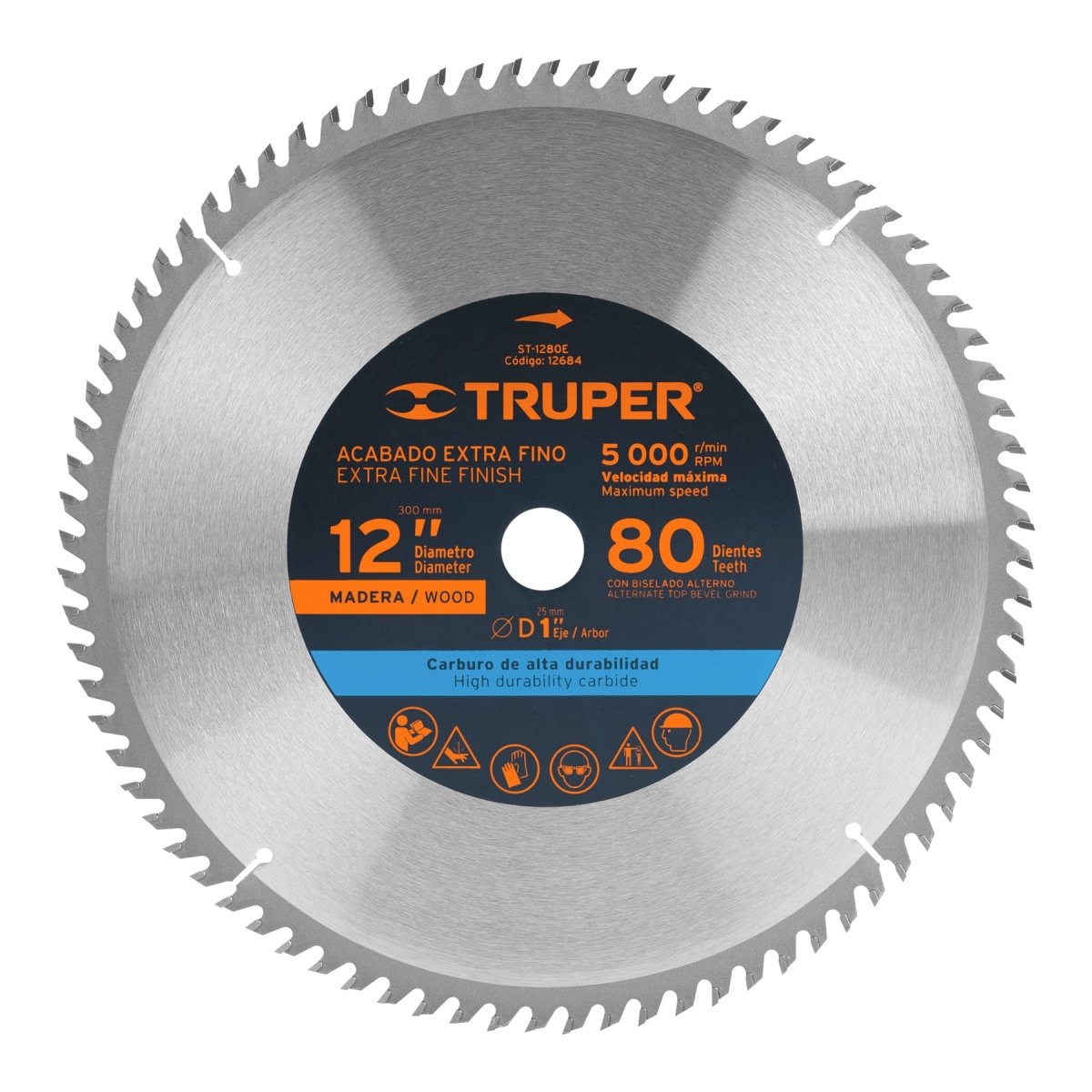 DISCO SIERRA 12" PARA MADERA 80 DIENTES TRUPER - SUPERMIX