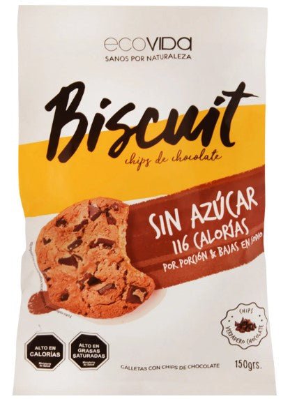 ECOVIDA GALLETA CHIPS DE CHOCOLATE SIN AZUCAR 150 GR - SUPERMIX