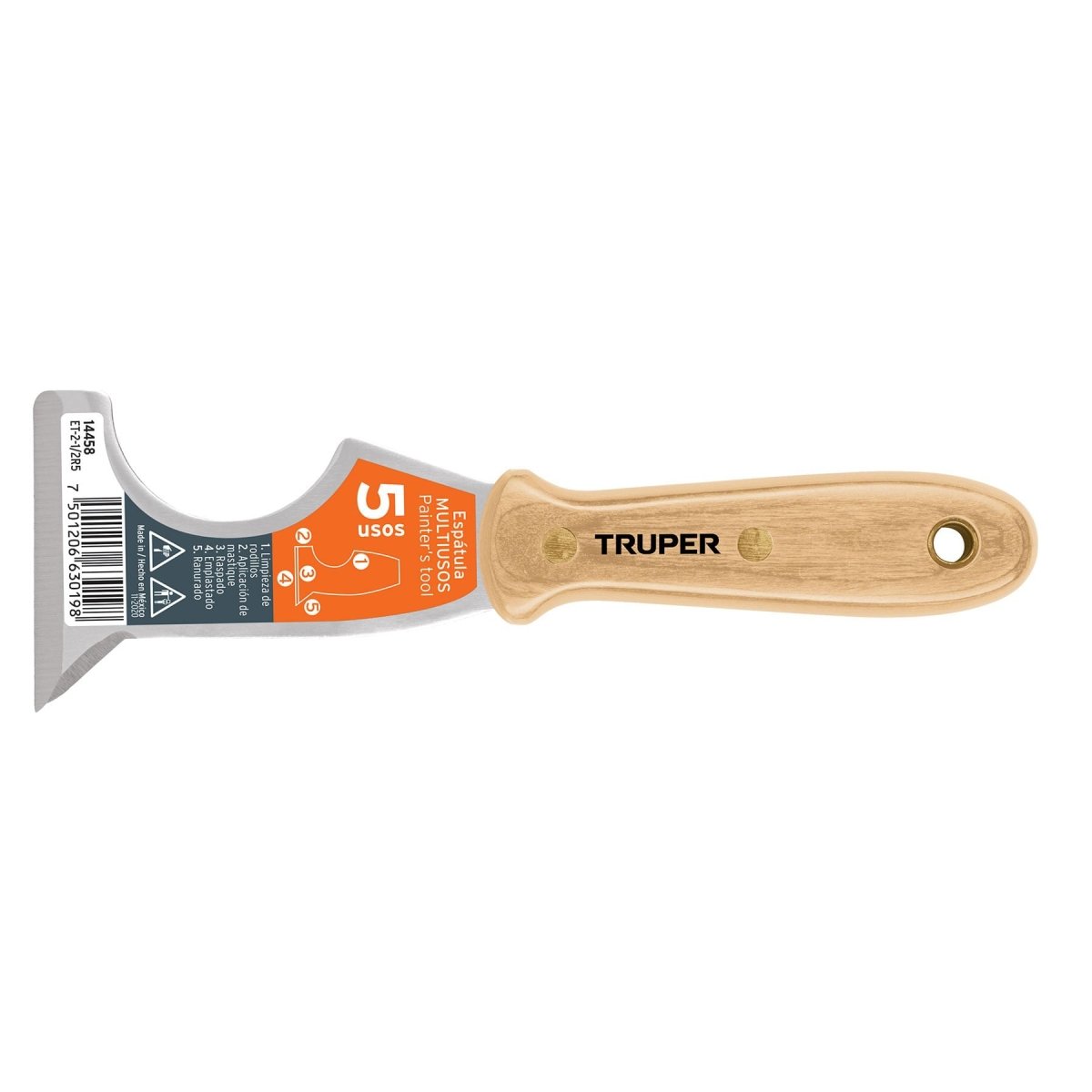 ESPATULA 2 1/2'' DE 5 USOS MANGO DE MADERA TRUPER - SUPERMIX