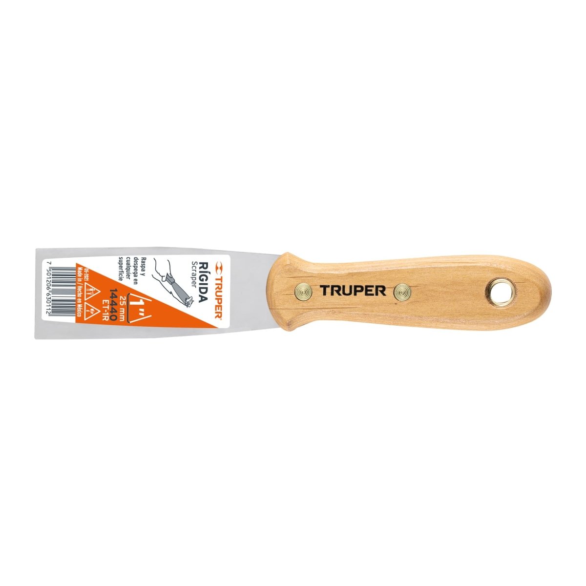 ESPATULA RIGIDA DE METAL 3" MANGO DE MADERA TRUPER - SUPERMIX