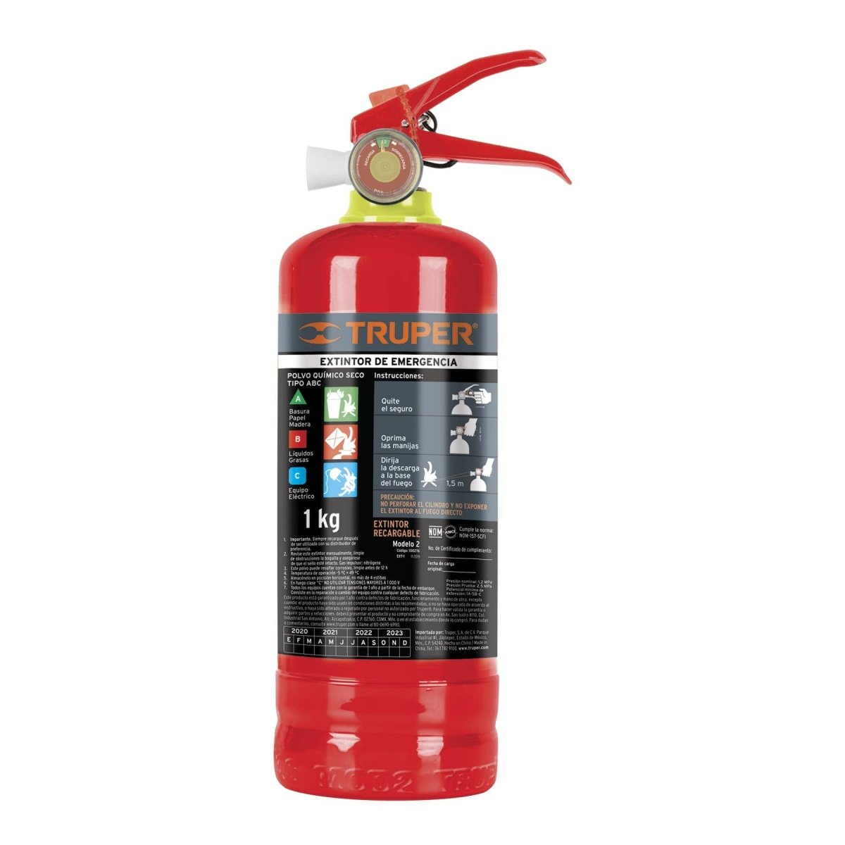 EXTINTOR RECARGABLE 1.8KG TIPO ABC TRUPER - SUPERMIX