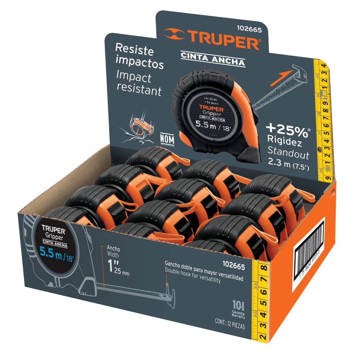 FLEXÓMETRO GRIPPER 5.5M CINTA 25MM EN DI.. - SUPERMIX