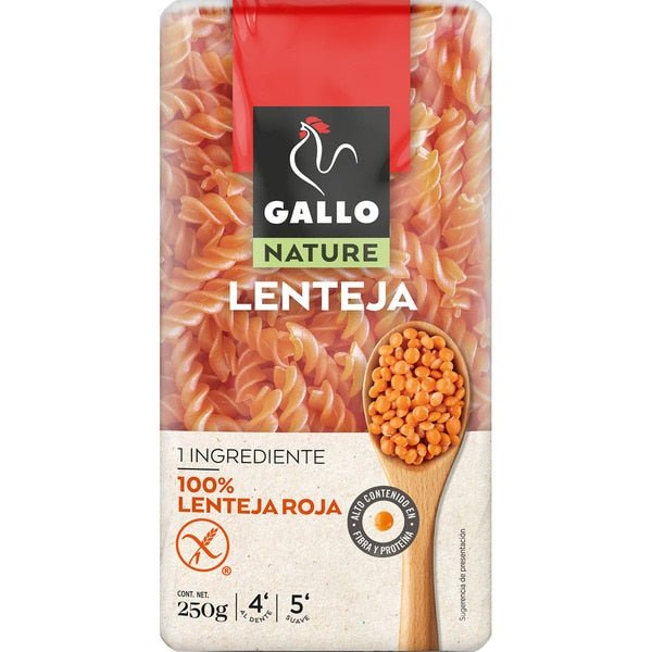 GALLO NATURE HELICES LENTEJAS ROJAS 250 GR - SUPERMIX