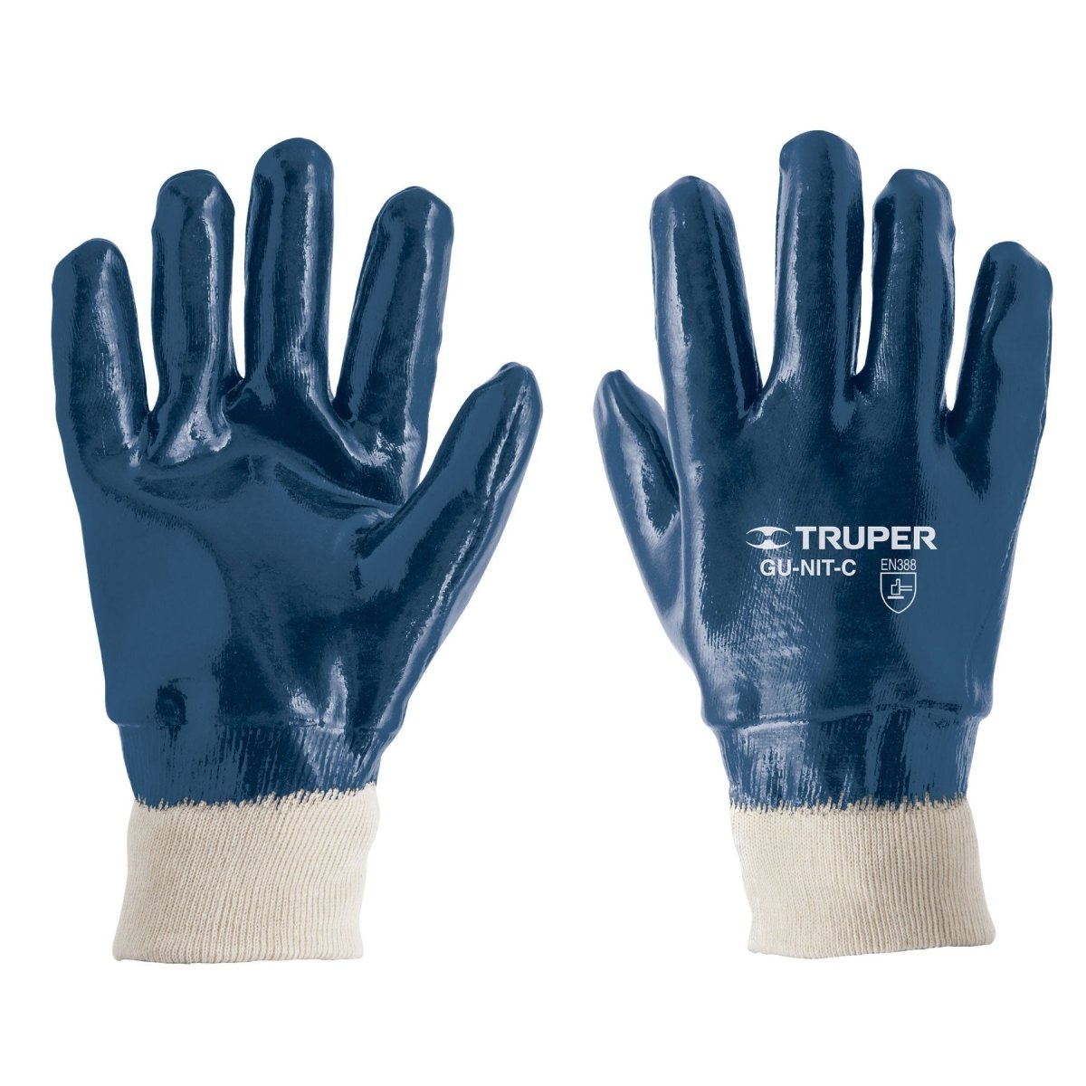 GUANTES ALGODON CUBIERTO DE NITRILO CON PUÑO TEJIDO TRUPER - SUPERMIX