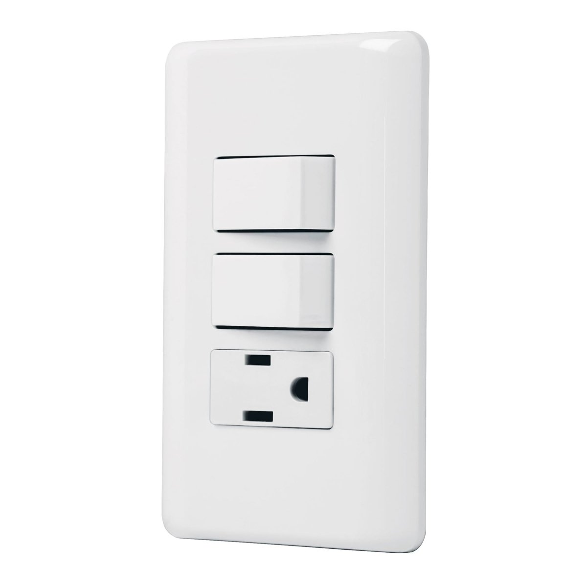 INTERRUPTOR DOBLE + TOMACORRIENTE BLANCO VOLTECK BASIC - SUPERMIX