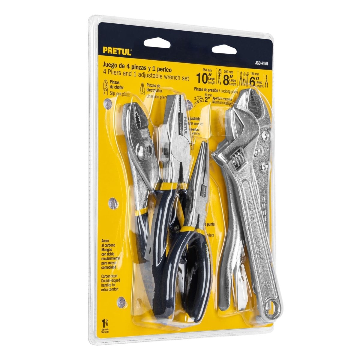 JUEGO DE 4 PINZAS + LLAVE AJUSTABLE PRETUL.. - SUPERMIX