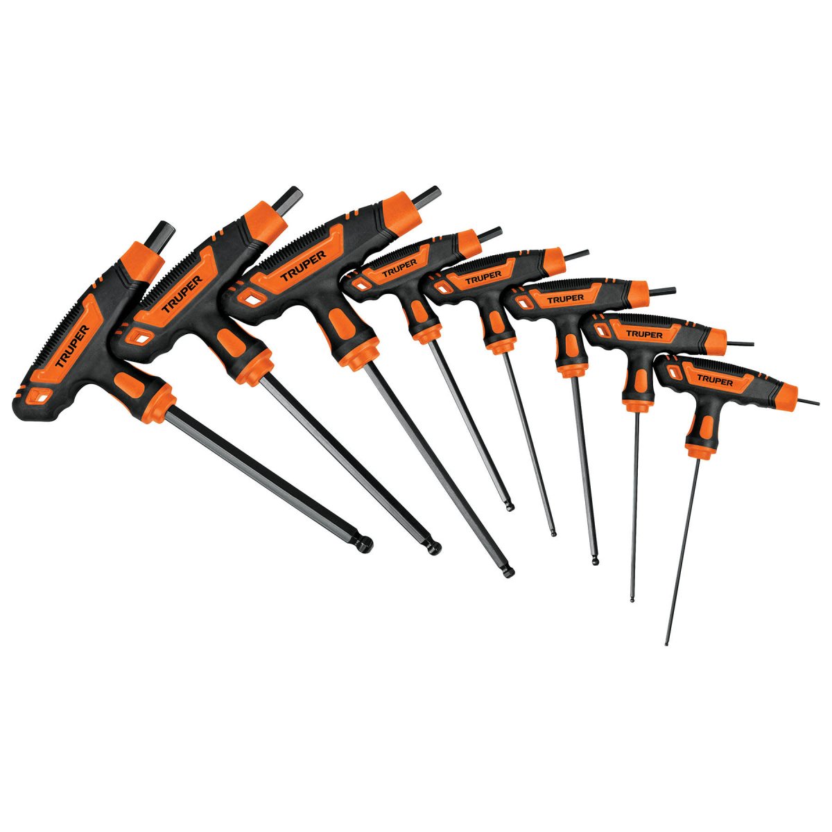 JUEGO DE 8 LLAVE ALLEN LARGA DESDE 2MM HASTA 10MM MANGO TIPO T TRUPER.. - SUPERMIX