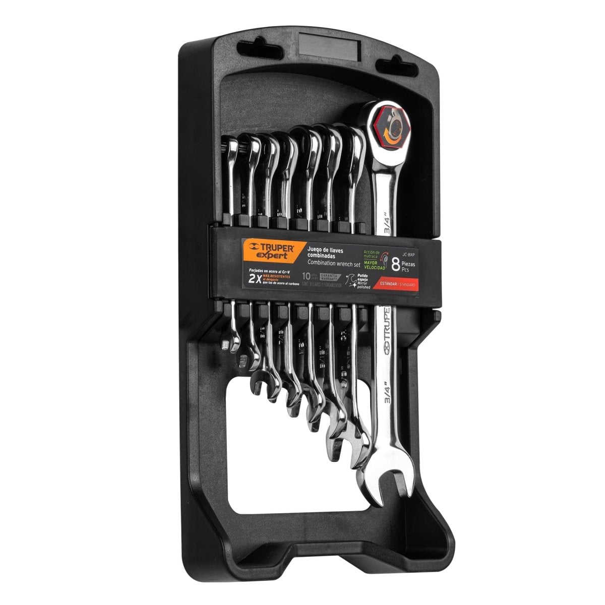 JUEGO DE 8 LLAVES COMBINADAS CON CHICHARRA DESDE 1/4" HASTA 3/4" TRUPER - SUPERMIX