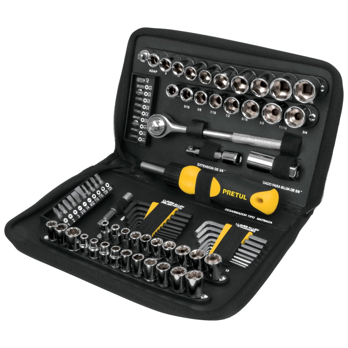 JUEGO DE 83 HERRAMIENTAS MIXTAS ENTRADAS 1/4" Y 3/8" PRETUL.. - SUPERMIX