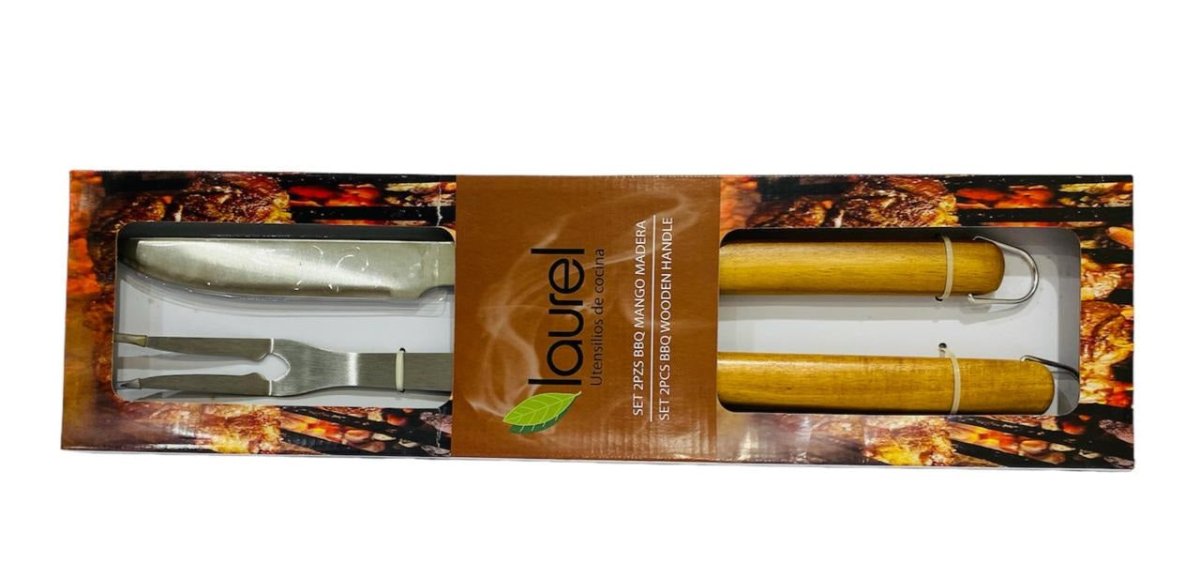 JUEGO UTENSILIOS PARA BBQ M/MAD 2 PIEZAS - SUPERMIX