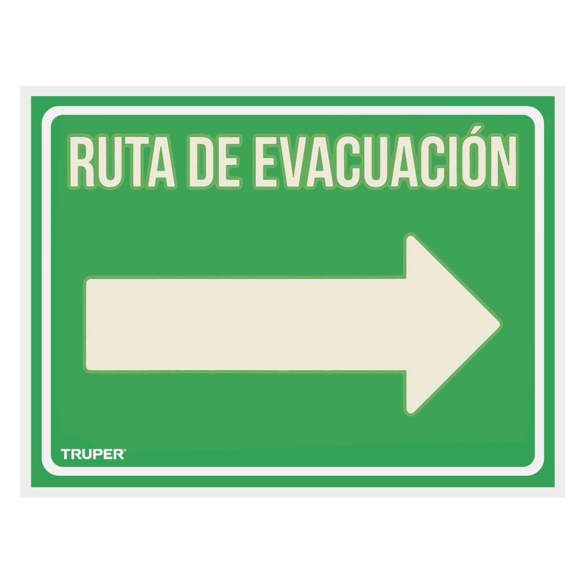 LETRERO "RUTA DE EVACUACION" FLECHA A LA DERECHA TRUPER - SUPERMIX
