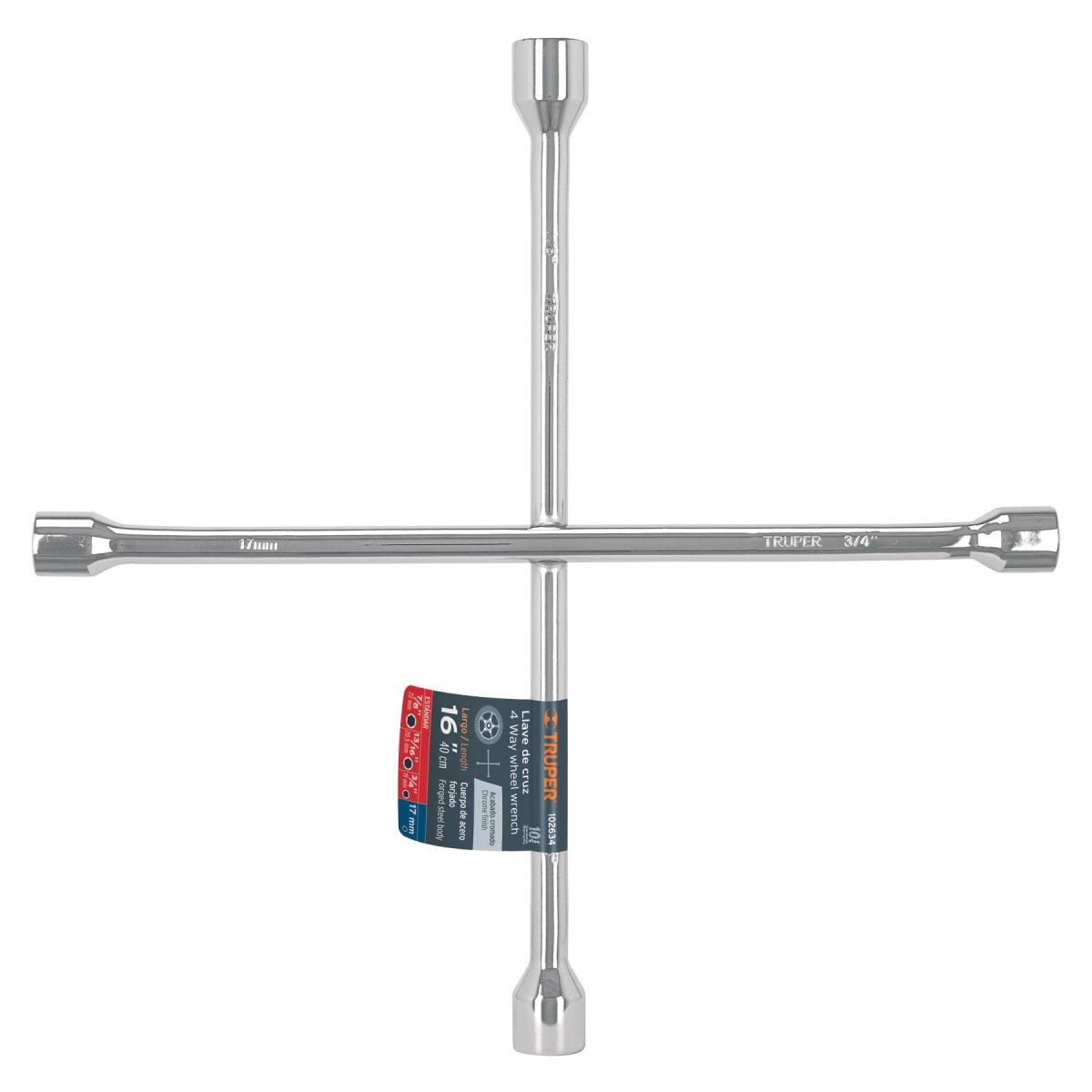 LLAVE DE CRUZ 16" PULIDA Y CROMADA, TRUP - SUPERMIX