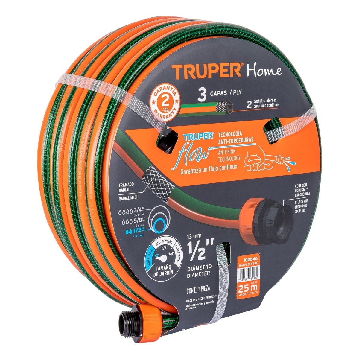 MANGUERA 1/2" REFORZADA 3 CAP 25 M.. - SUPERMIX