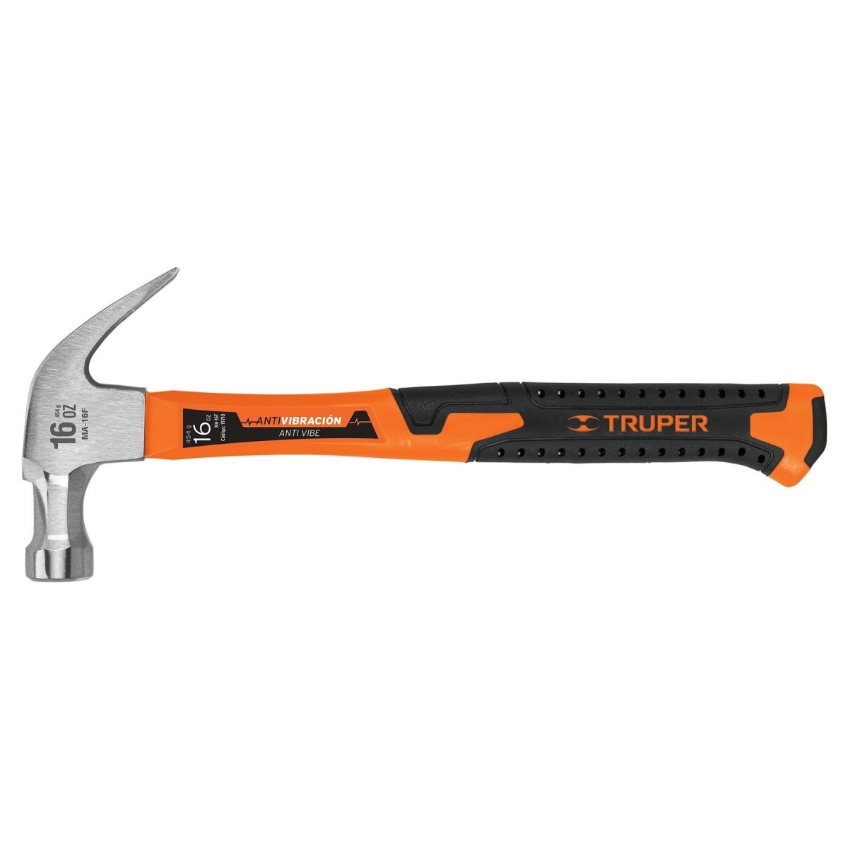 MARTILLO 16OZ UÑA CURVA MANGO DE FIBRA DE VIDRIO TRUPER - SUPERMIX
