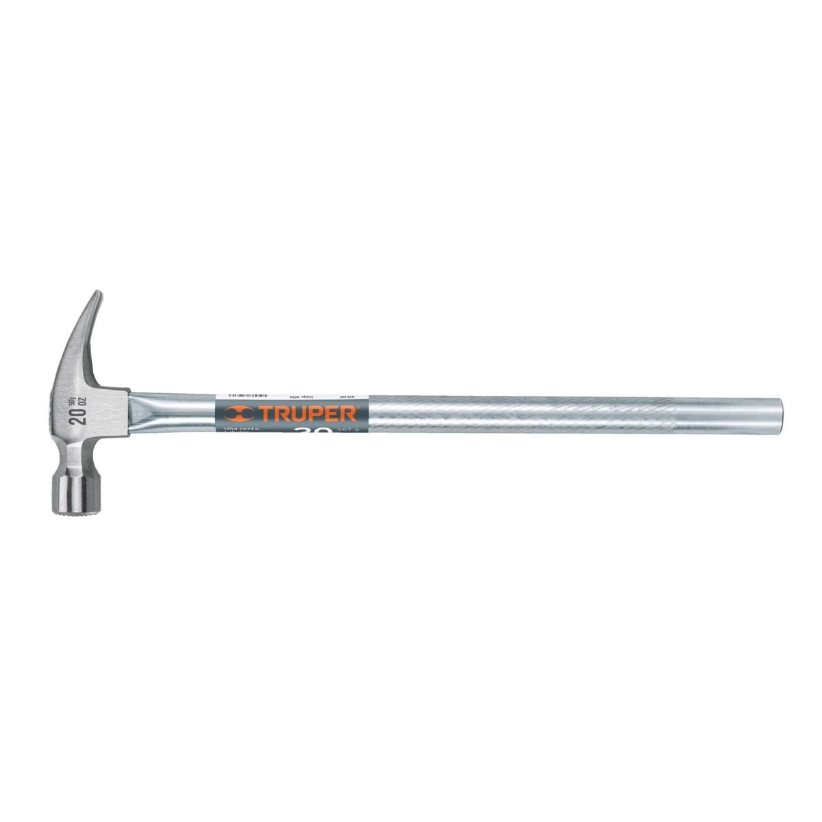 MARTILLO 20OZ PULIDO UÑA RECTA CABEZA FRESADA MANGO TUBULAR TRUPER.. - SUPERMIX