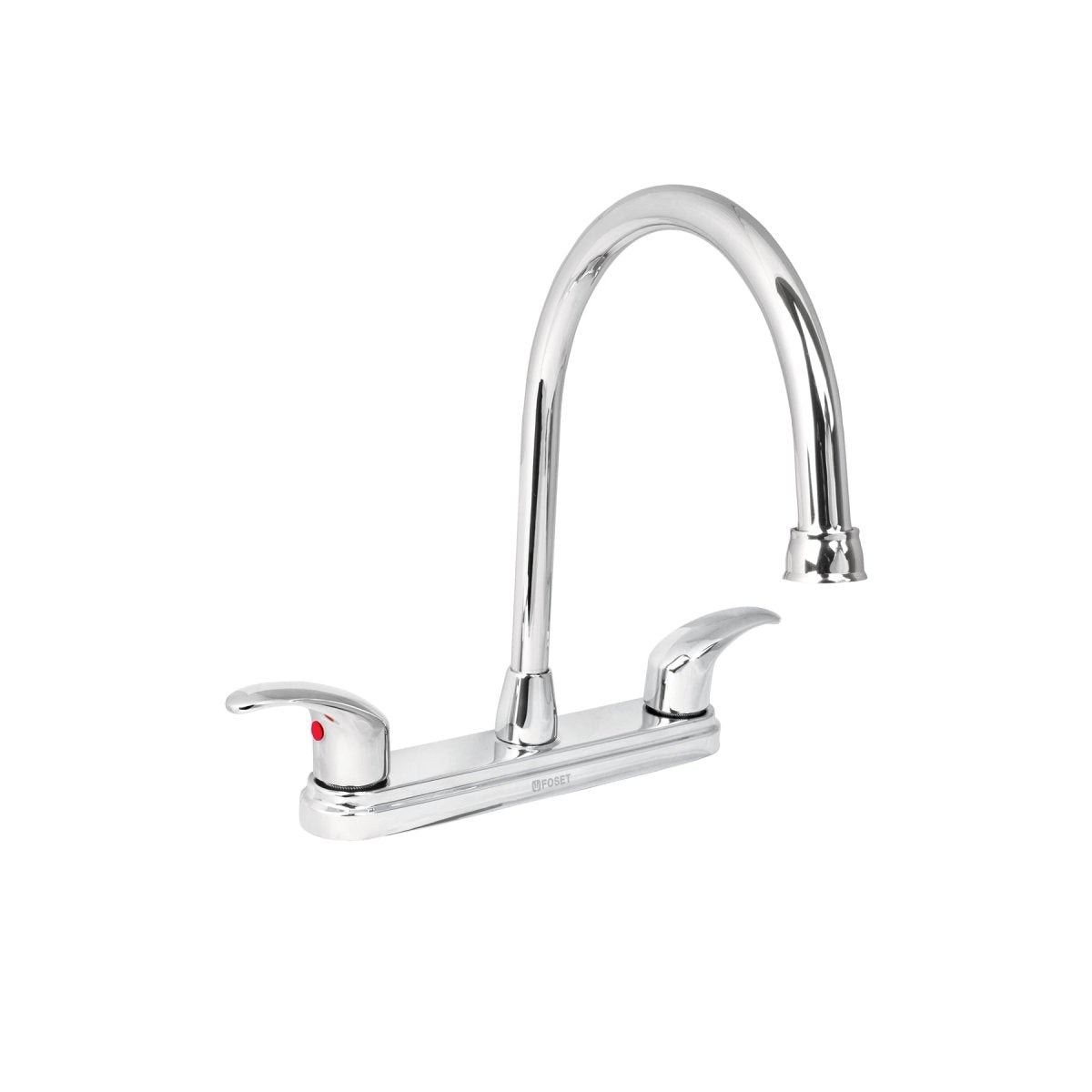 MEZCLADORA DE FREGADERO 8" CUELLO LARGO CURVO PUÑOS PALANCA CROMADA DE LATON FOSET AQUA - SUPERMIX