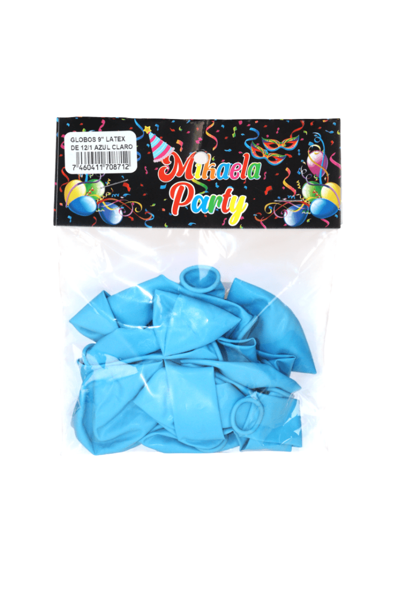 MISC MIKAELA GLOBOS 9" LATEX 12/1 AZUL CLARO - SUPERMIX