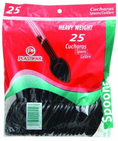 PLASTIFAR CUCHARAS HEAVY WEIGHT NEGRA 25 Unidad - SUPERMIX