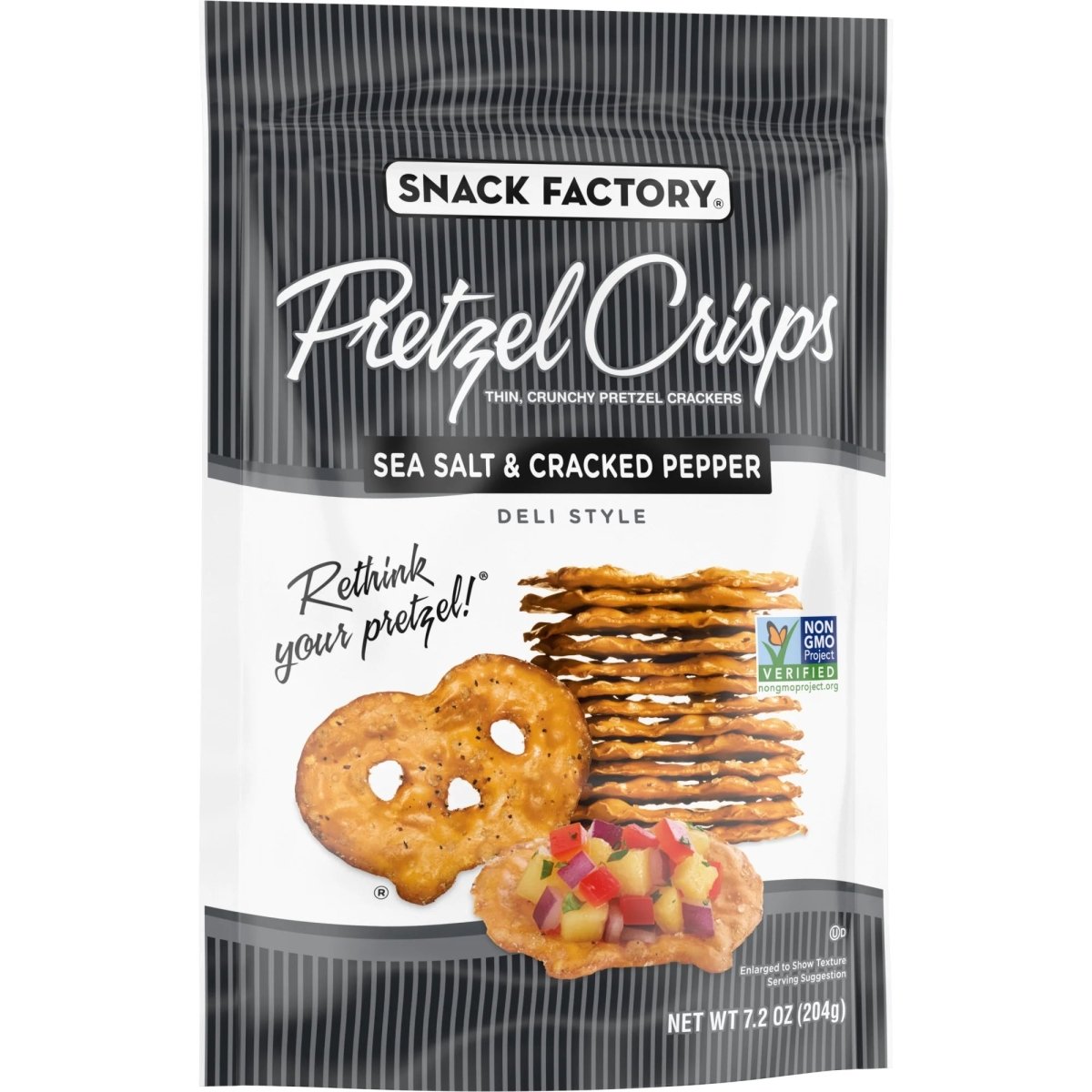 PRETZEL CRISPS GALLETAS SEA SALT & CRACKED PEPPER 7.2 OZ - SUPERMIX