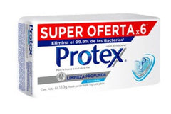 PROTEX JABON ANTIBACTERIAL LIMPIEZA PROFUNDA 6 PACK 110 G - SUPERMIX