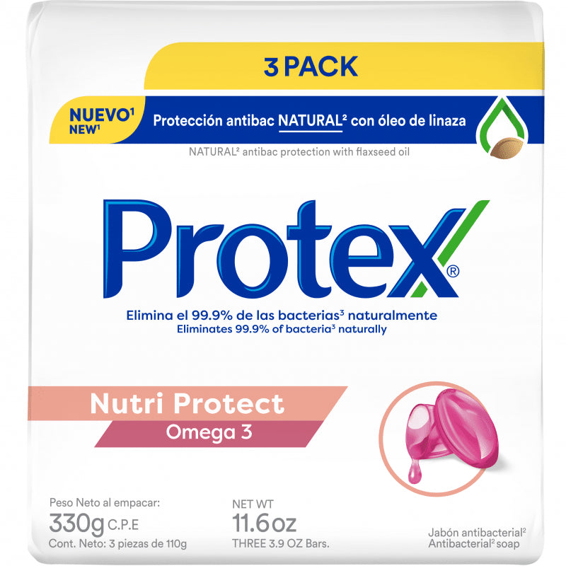 PROTEX JABON ANTIBACTERIAL OMEGA 3 3 PACK 110 G - SUPERMIX